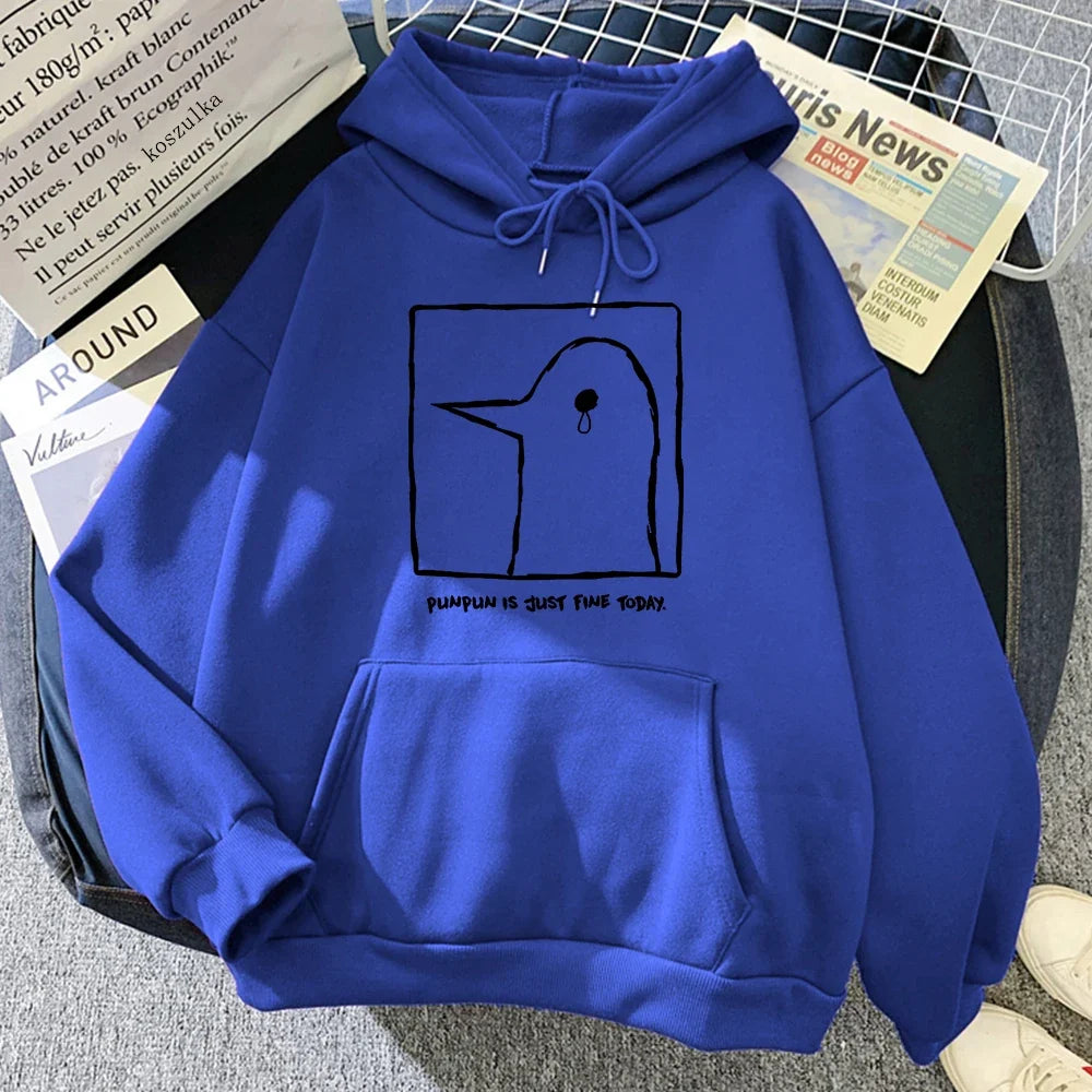 Unisex-hættetrøje med Punpun-print og kængurulomme