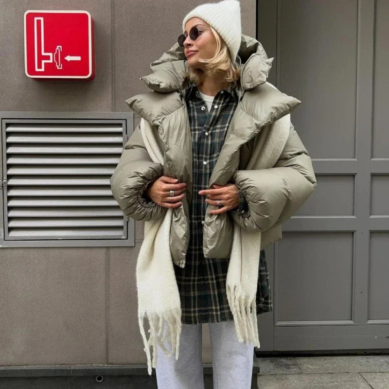 Giacca invernale imbottita oversize da donna calda stile urbano