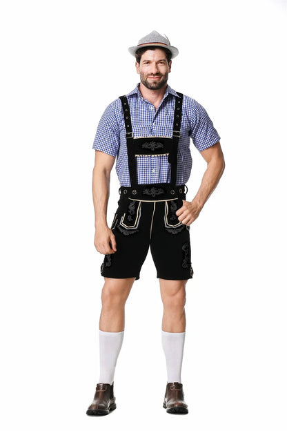 Herren Lederhosen Set Karohemd Hut Trachten Set Oktoberfest