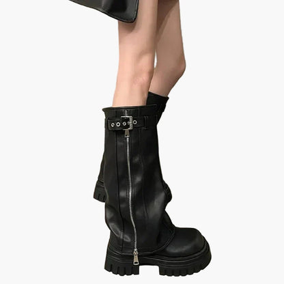 Damskor med platå, dragkedja och spänne – Trendiga chunky boots för höst och vinter