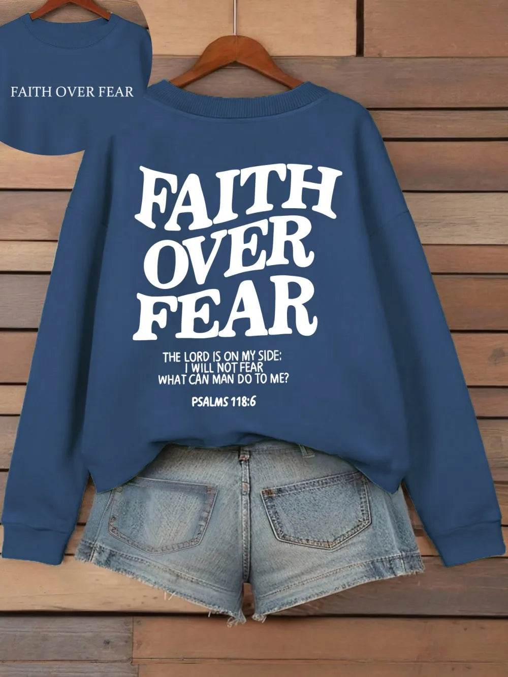 Hættetrøje med teksten "Faith Over Fear" til damer