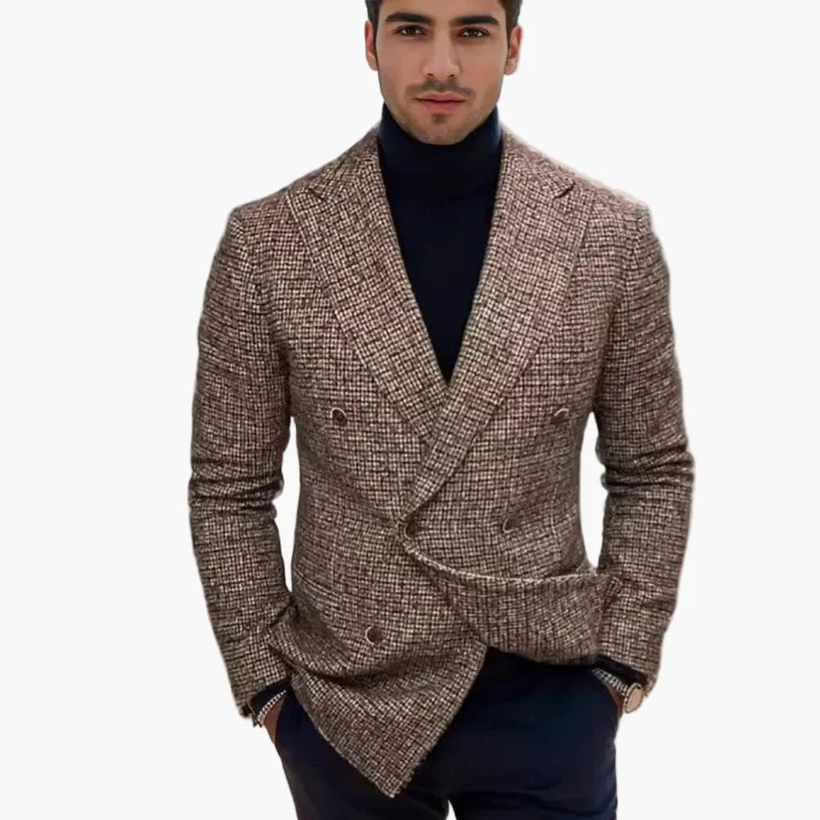 Męska nowoczesna dwurzędowa marynarka – elegancki blezer biznesowy i casual