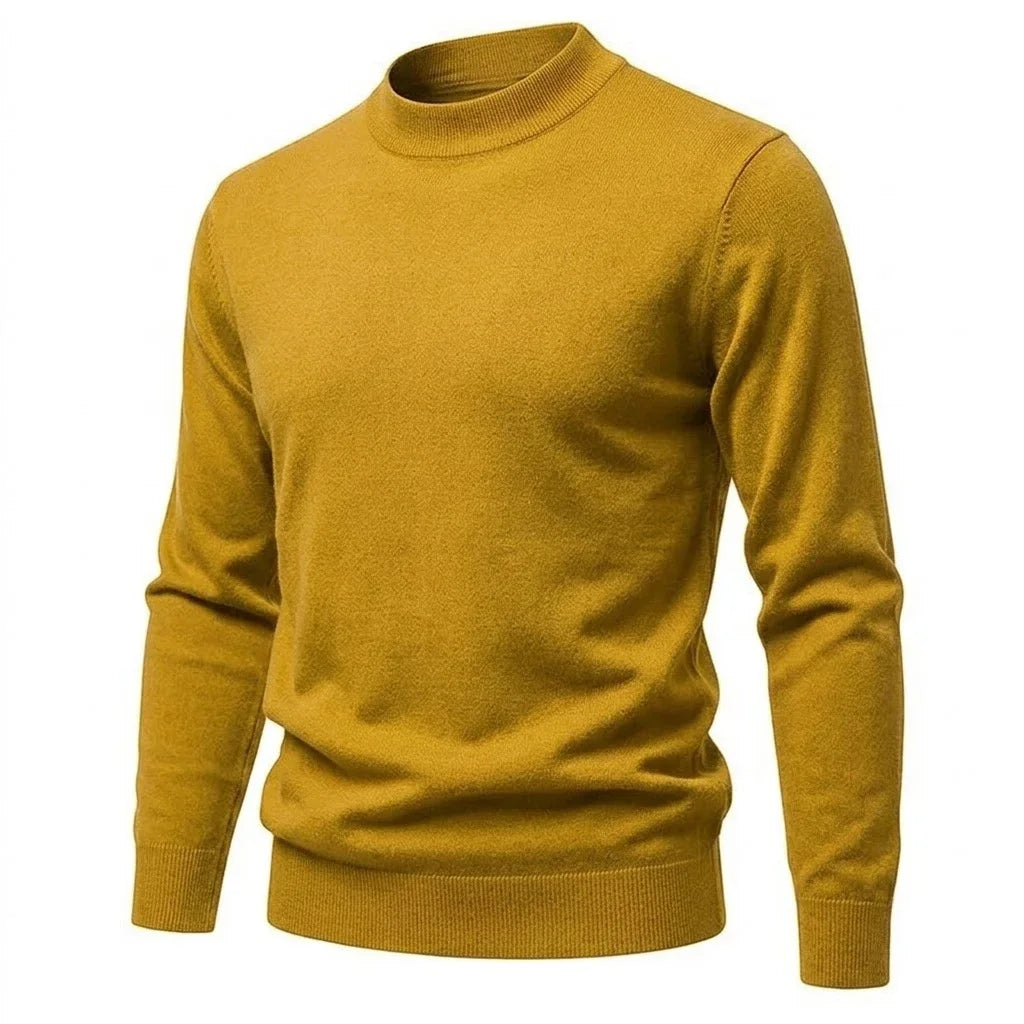 Herren Rollkragenpullover Basic Strickpullover Hochgeschlossen Cremefarben