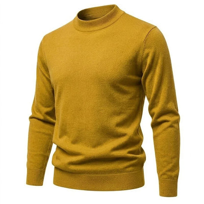 Herren Rollkragenpullover Basic Strickpullover Hochgeschlossen Cremefarben