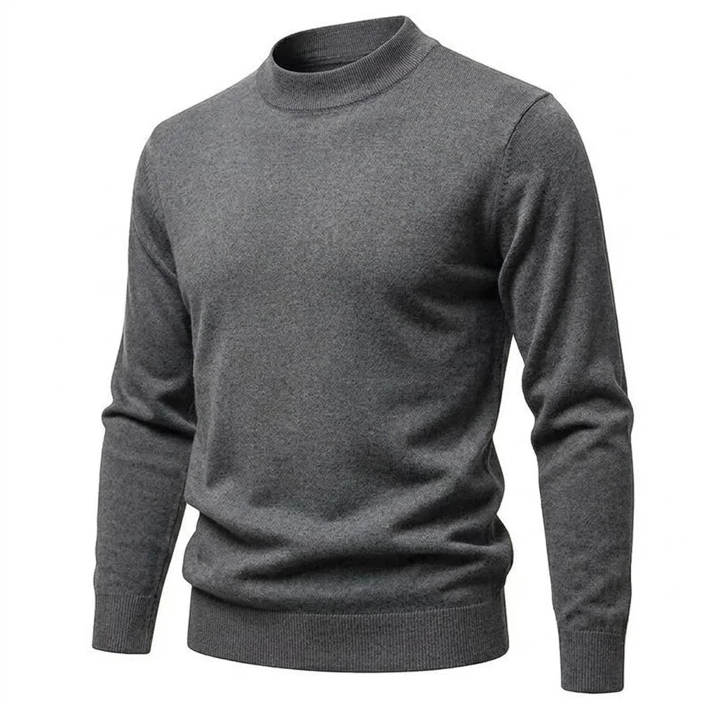 Herren Rollkragenpullover Basic Strickpullover Hochgeschlossen Cremefarben