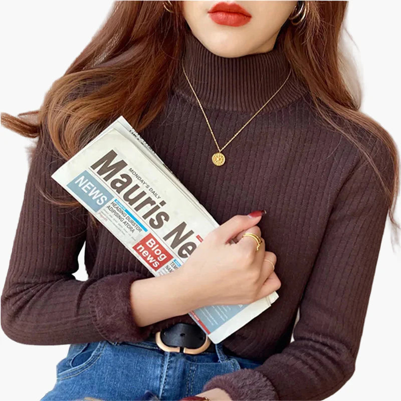Damen Rollkragenpullover Elegant Strick Slim Fit für Alltag und Büro