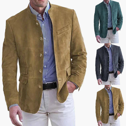 Blazer casual para hombre – Blazer moderno con cuello mao para negocios y uso diario