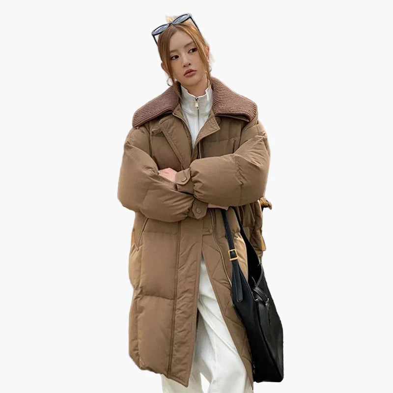 Damen Winter Steppmantel mit großem Kragen – Eleganter Oversize Mantel für Freizeit & Alltag