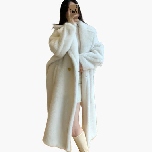 Dame luksus oversized vinterfrakke i moderne streetstyle – Elegant lang frakke til kolde dage