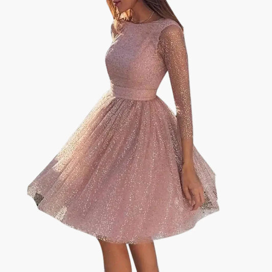 Vestido de noche y fiesta para mujer con lentejuelas y mangas 3/4 – Vestido de cóctel elegante para ocasiones festivas
