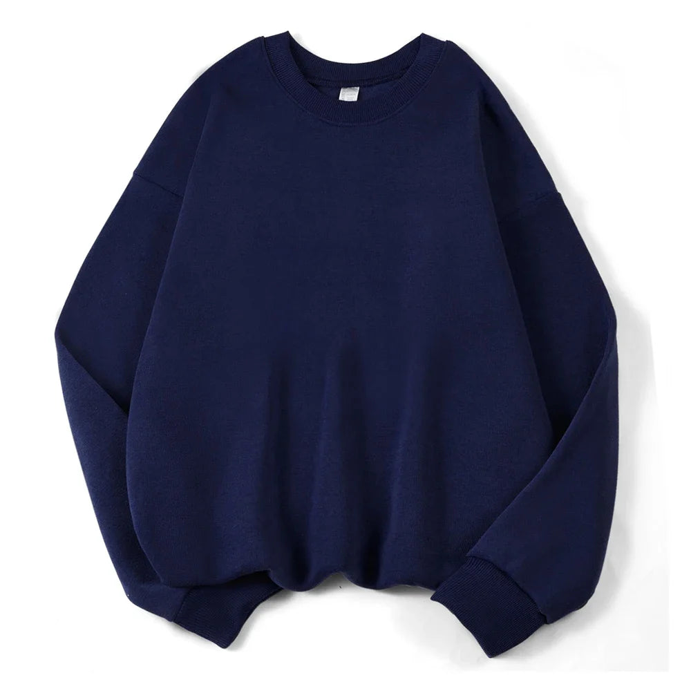Unisex sweatshirt med rund hals, oversized genser i fiolett
