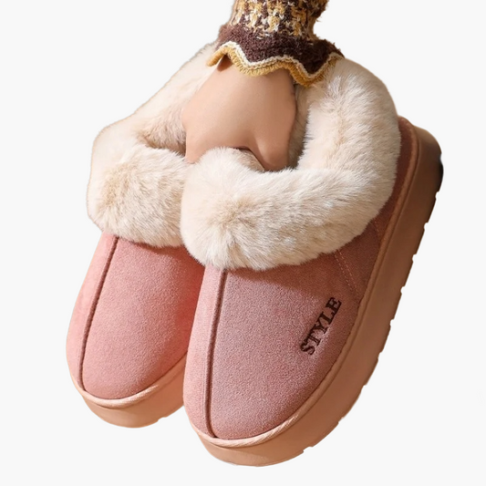 Dames winter pantoffels met bontafwerking en antislipzool – Comfortabele warme sloffen voor thuis