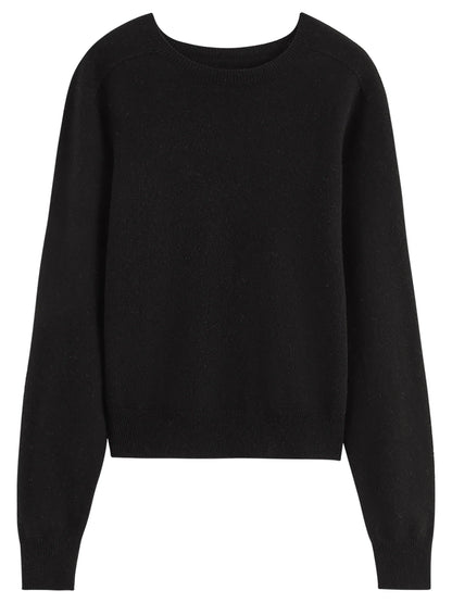 Damen Pullover Rundhals Langarm Strickpullover Rippbündchen