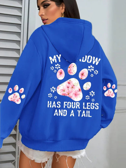 Hoodie für Damen mit Kapuze und Tiermotiv Print – Oversize Sweatshirt mit Pfotenabdruck