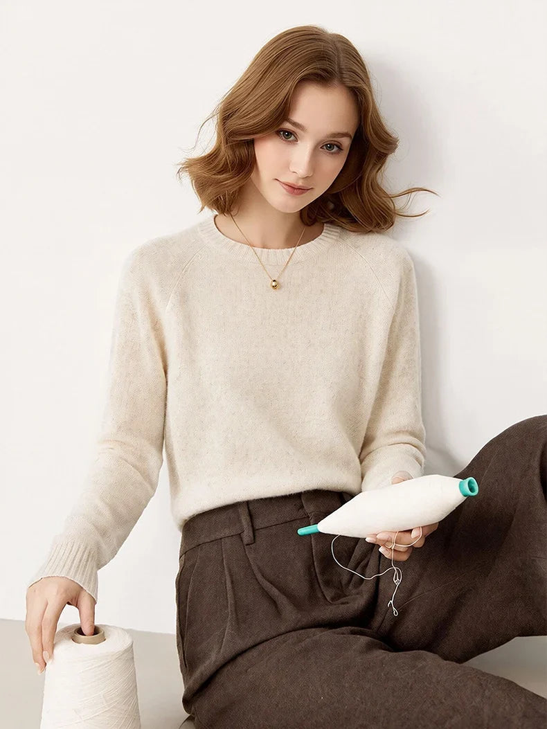 Damen Pullover Rundhalsausschnitt Langarm Strickpullover