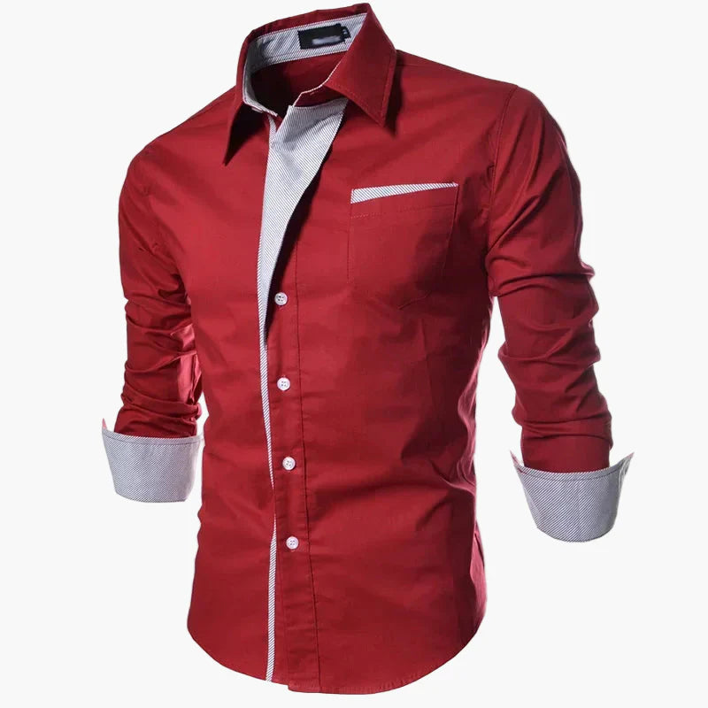 Herre business fritidsskjorte slim fit moderne langermet skjorte – Elegant stil for kontor og hverdag