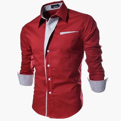 Herre business fritidsskjorte slim fit moderne langermet skjorte – Elegant stil for kontor og hverdag
