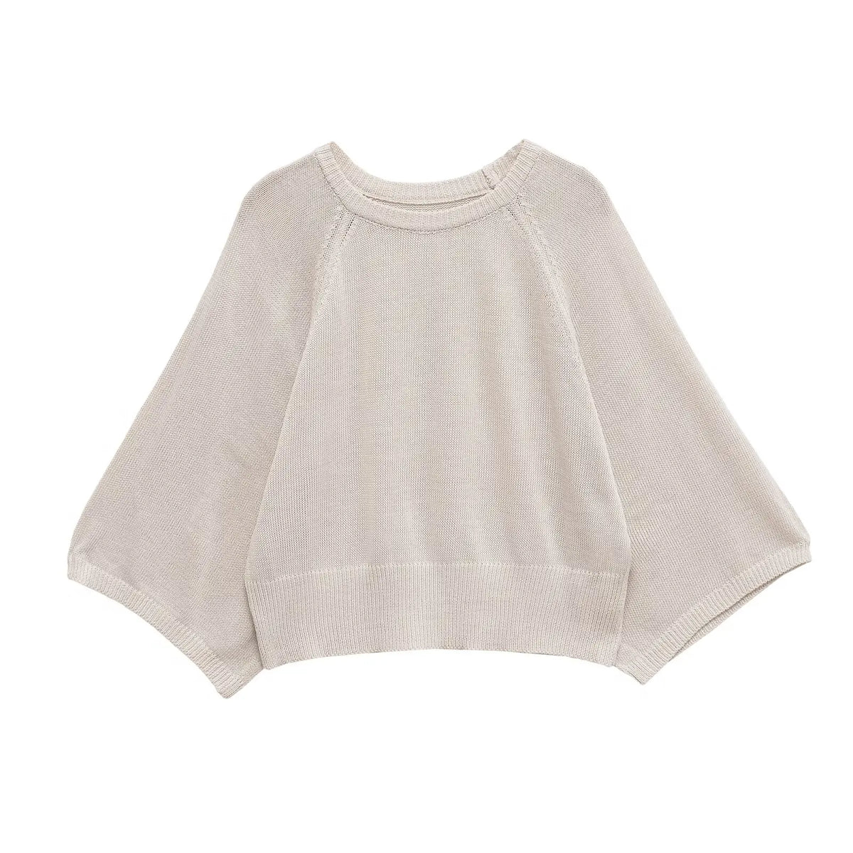 Damen Strickpullover Oversize Rundhals Cremefarben