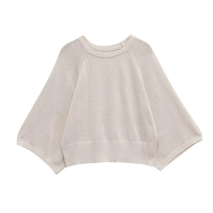 Damen Strickpullover Oversize Rundhals Cremefarben