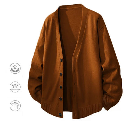 Cardigan da uomo, cardigan unisex con scollo a V, bottoni e polsini a coste, vestibilità oversize