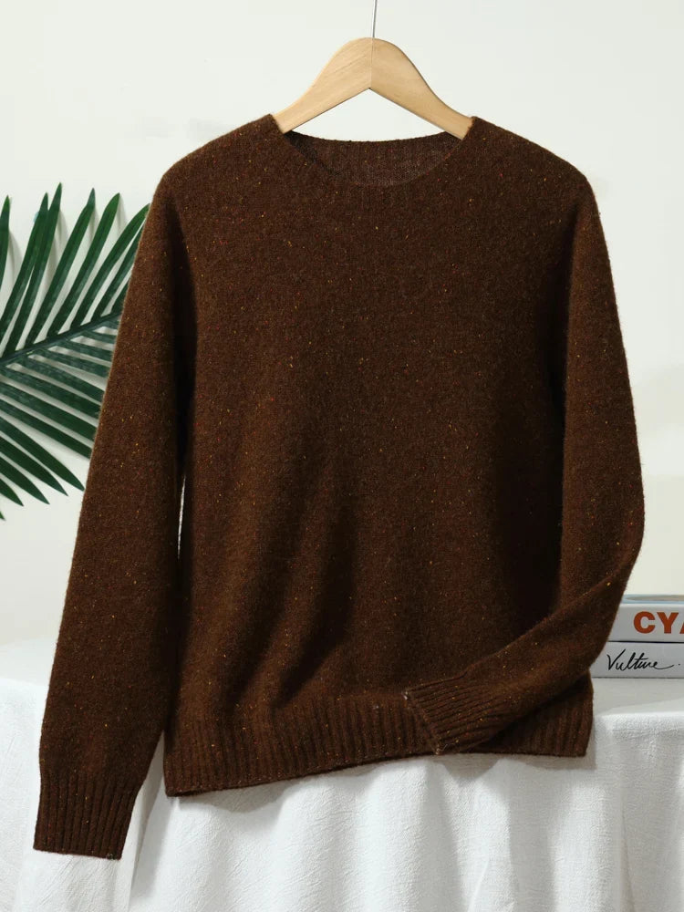 Maglione unisex a maniche lunghe con scollo rotondo e motivo mélange