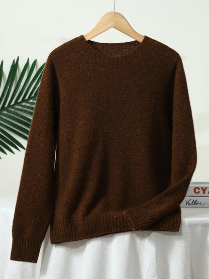 Maglione unisex a maniche lunghe con scollo rotondo e motivo mélange