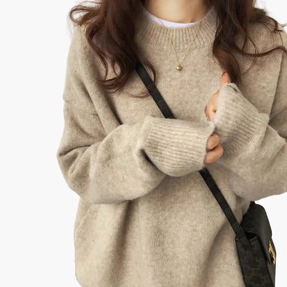 Damen Oversize Pullover Retro Lässig Komfortabel Herbst Winter