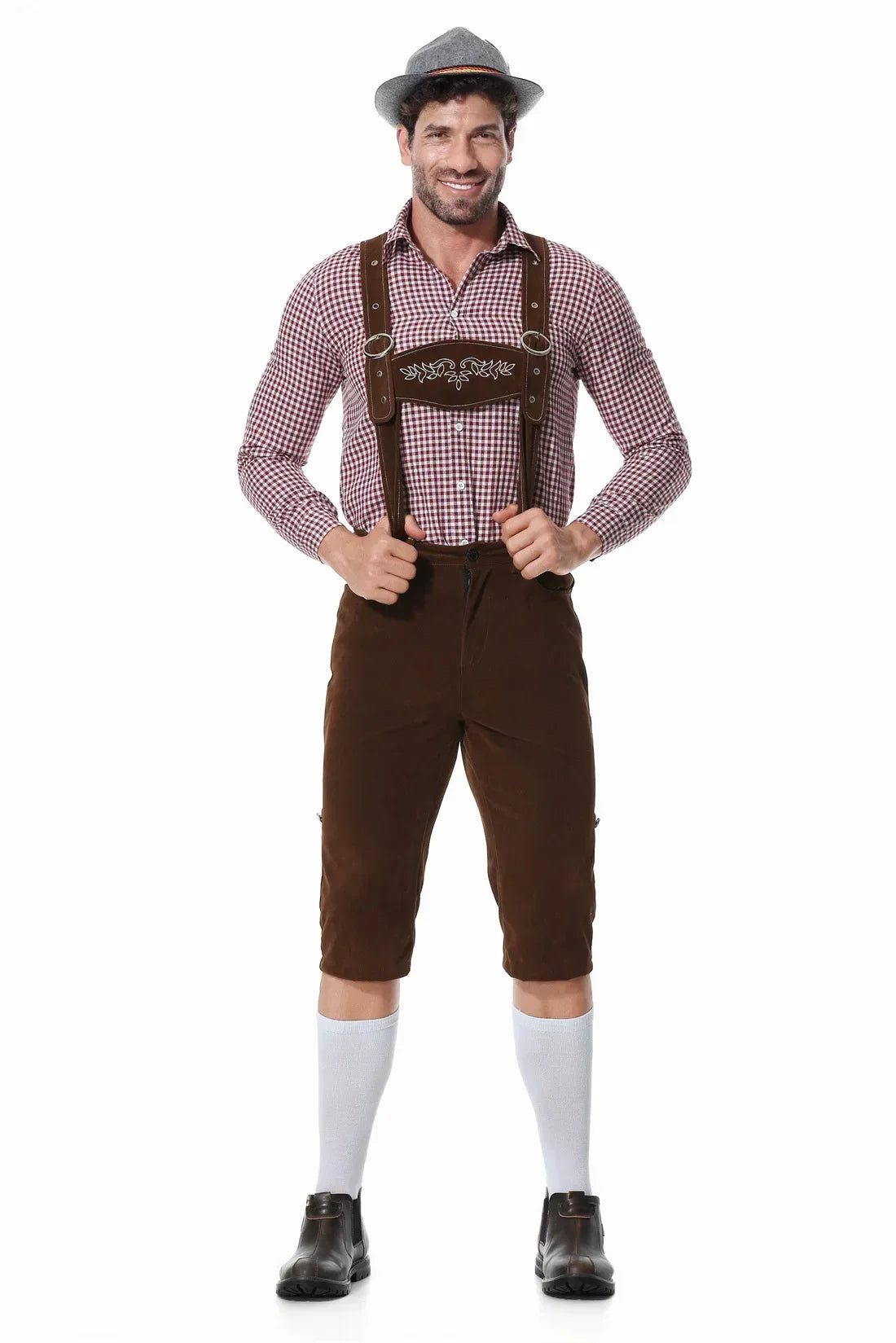 Culotte courte traditionnelle pour homme en cuir avec bretelles