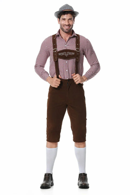 Culotte courte traditionnelle pour homme en cuir avec bretelles