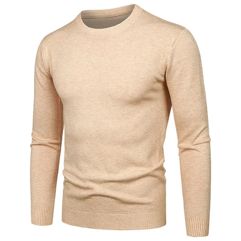 Herren Rundhals Pullover Strickwaren Langarm Basic Sweater
