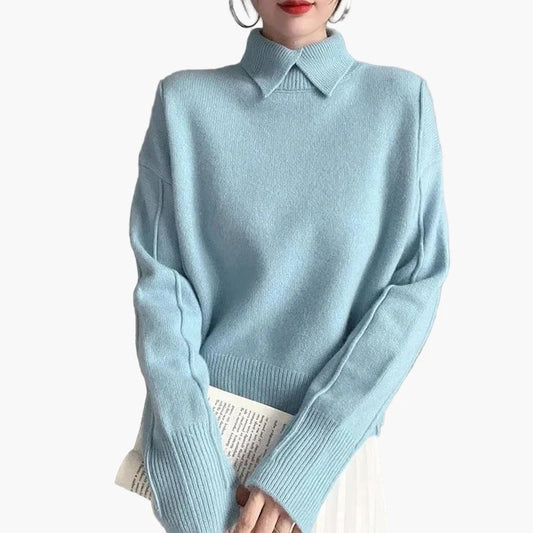 Dampullover med krage – Elegant vardagsstickad tröja i modern design