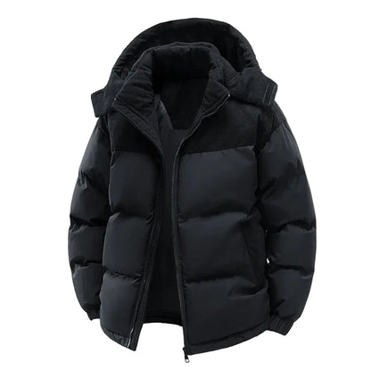 Chaqueta de invierno acolchada para hombre con capucha – Estilo urbano outdoor para días fríos