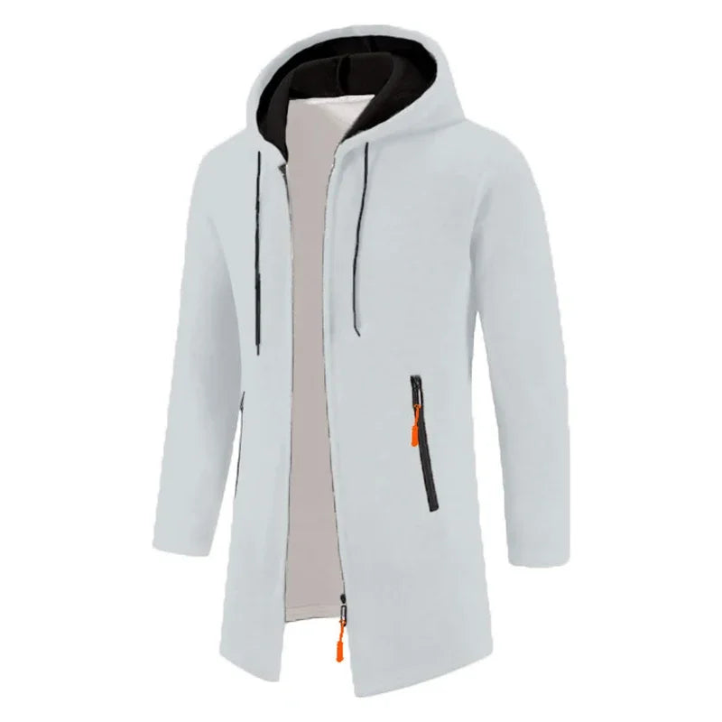 Herren Hoodie Jacke Lang Strickoptik mit Reißverschluss-Taschen