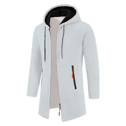 Herren Hoodie Jacke Lang Strickoptik mit Reißverschluss-Taschen