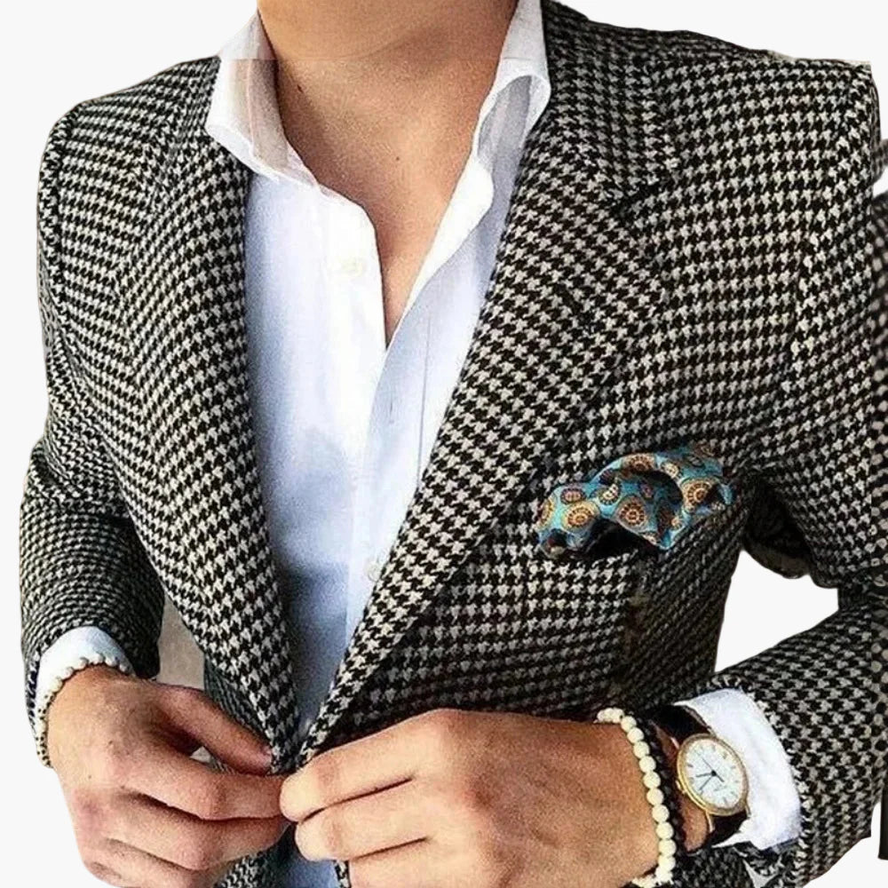 Herren Hahnentritt Sakko – Eleganter Business & Freizeit Blazer im Vintage-Stil