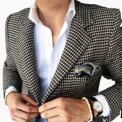 Herren Hahnentritt Sakko – Eleganter Business & Freizeit Blazer im Vintage-Stil