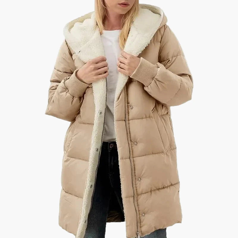 Cappotto trapuntato invernale da donna con cappuccio, giacca imbottita lunga, per tutti i giorni e tempo libero