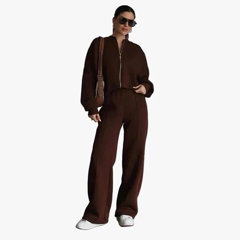 Tuta oversize da donna due pezzi con pantaloni larghi e giacca – Outfit streetwear moderno