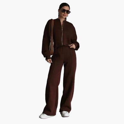 Tuta oversize da donna due pezzi con pantaloni larghi e giacca – Outfit streetwear moderno