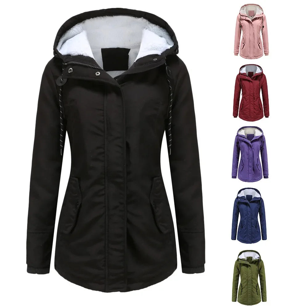 Veste d'hiver pour femme avec capuche – Parka cintrée pour le quotidien et l'extérieur
