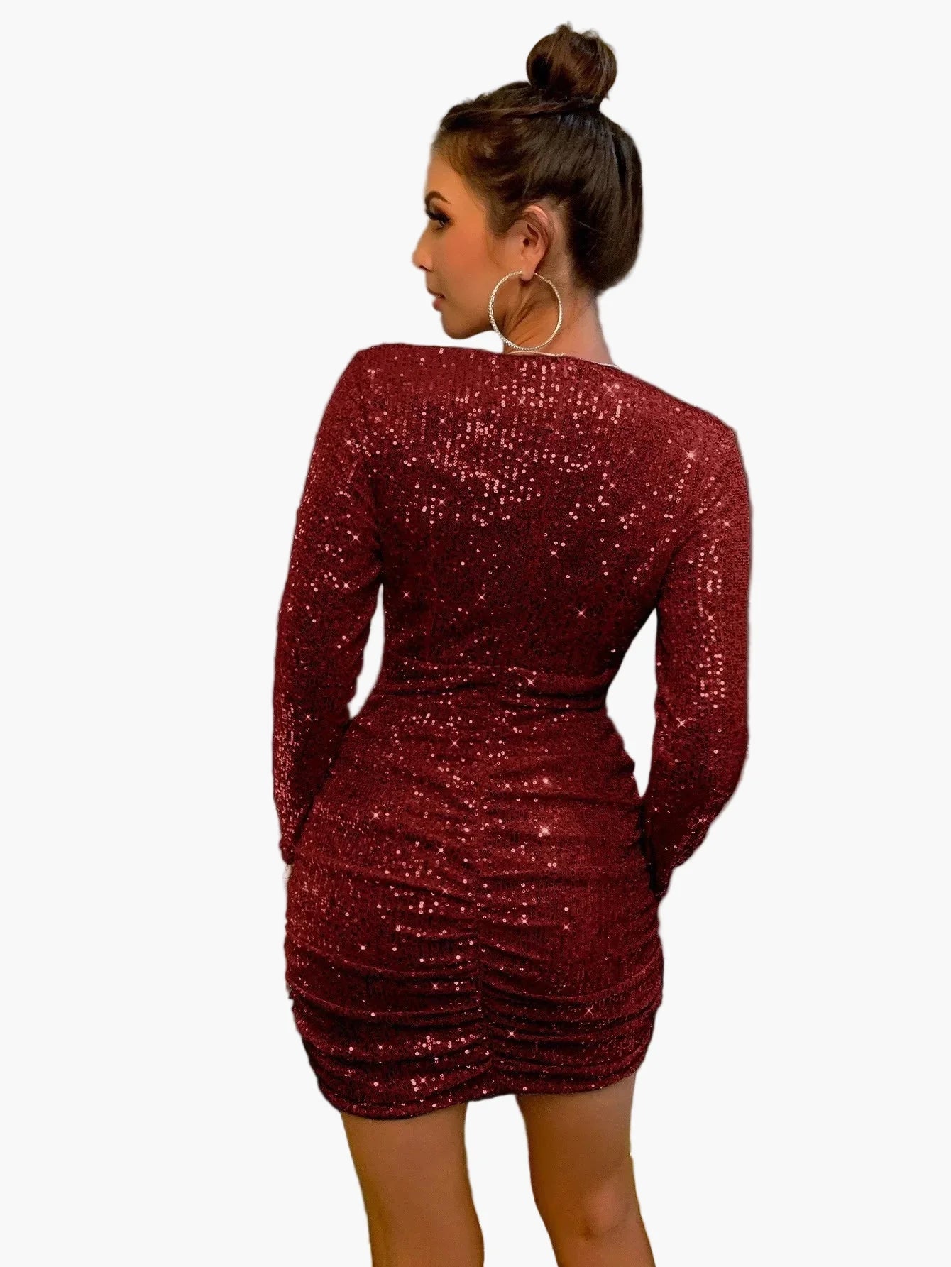 Abito da festa da donna con paillettes e scollo a V profondo – Elegante minidress per occasioni festive e clubbing