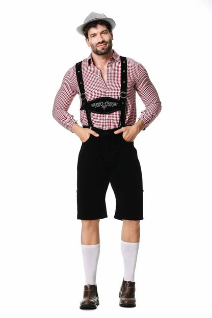 Culotte courte traditionnelle pour homme en cuir avec bretelles