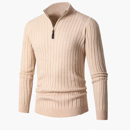 Męski sweter dziany ze stójką i półzamkiem – Elegancki sweter na co dzień i do biura