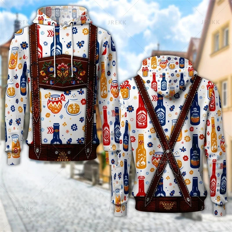Sweat à capuche au design traditionnel avec imprimé de bretelles et de motifs