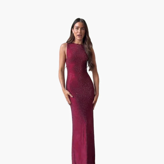 Vestido de noche para mujer elegante, ajustado, brillante y largo hasta el suelo – Perfecto para ocasiones festivas