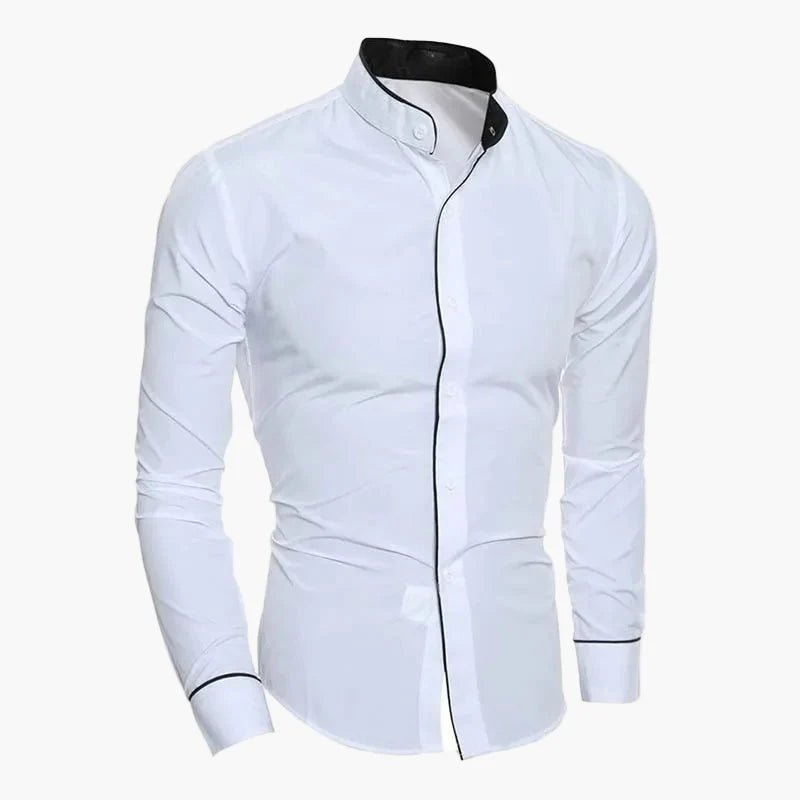Chemise homme slim fit col montant – Design moderne pour affaires et loisirs