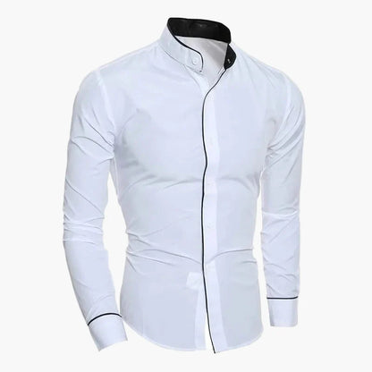Chemise homme slim fit col montant – Design moderne pour affaires et loisirs
