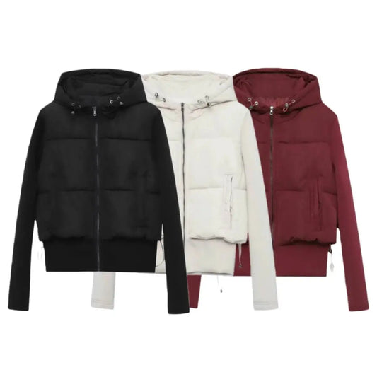 Gesteppte Damen Jacke mit Kapuze und Reißverschluss