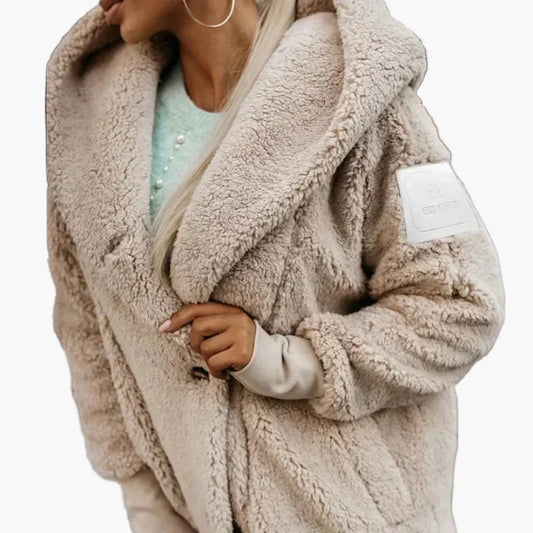 Dames Knusse Oversize Teddyjas met capuchon – Trendy winterjas voor dagelijks gebruik en vrije tijd