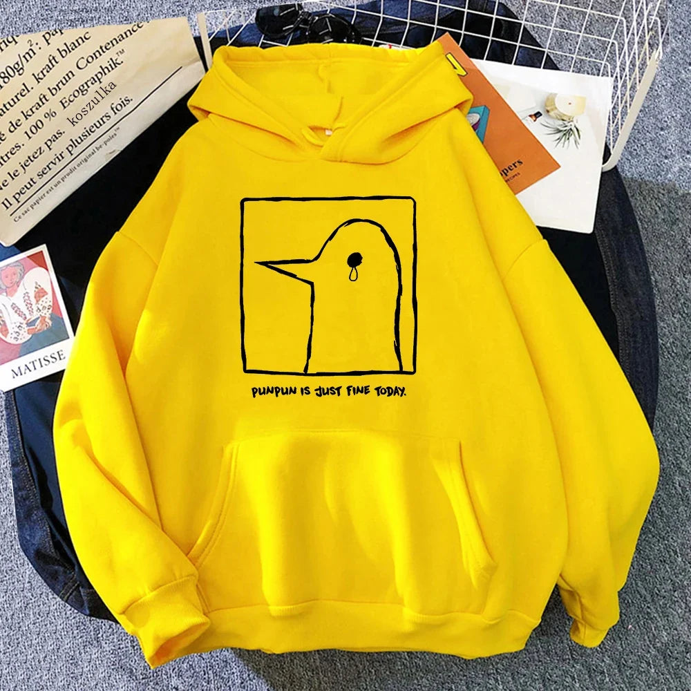 Unisex-hættetrøje med Punpun-print og kængurulomme
